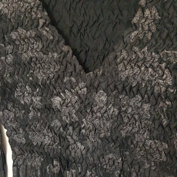 Vintage 90s Y2K Chagall black origami crinkle asymmetrical long sleeve top sz S - Picture 2 of 7